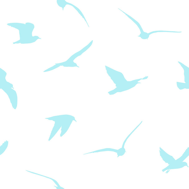 A seamless backdrop of flying seagulls. Vector illustration - Вектор,изображение