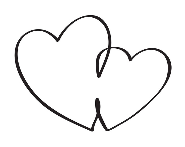 Srdce. Kontinuální kresba čáry. Koncept lásky a přátelství. Černobílá vektorová ilustrace - Vektor, obrázek