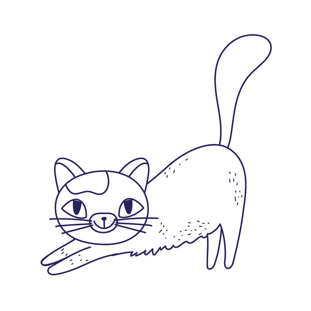 schattig kat cartoon katachtige karakter huisdieren lijnontwerp - Vector, afbeelding