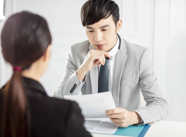 Manager Interviewing A Young  businesswoman In Office - Photo, Image