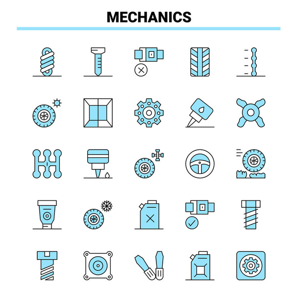 25 Mechanics Black and Blue icon Set. Creative Icon Design and l - Vektor, kép