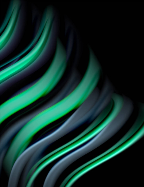 Líneas lisas de seda sobre ondas de color fluidas negras y líquidas. Ilustración vectorial
 - Vector, Imagen