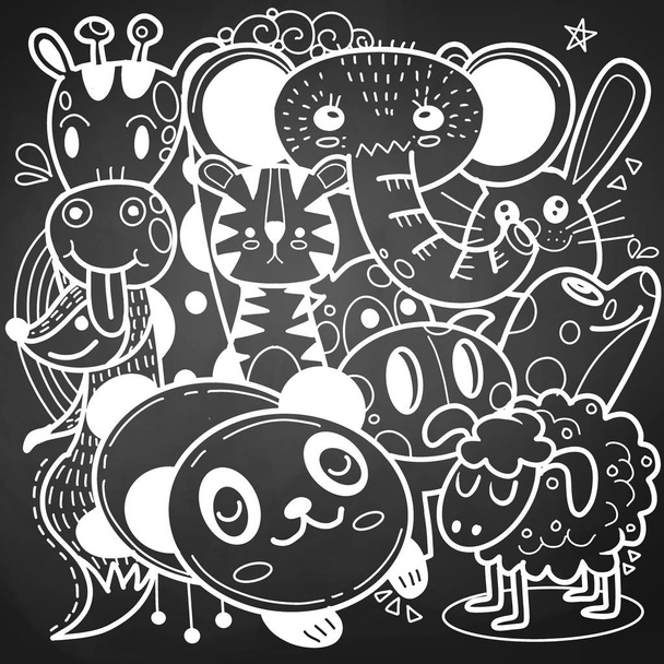 милий мультиплікаційний ескіз тварин для футболки друк, текстиль, патч, к
 - Вектор, зображення