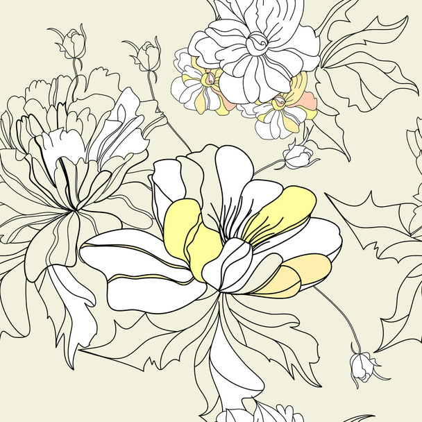 Nahtloses Muster mit Blumen - Vektor, Bild