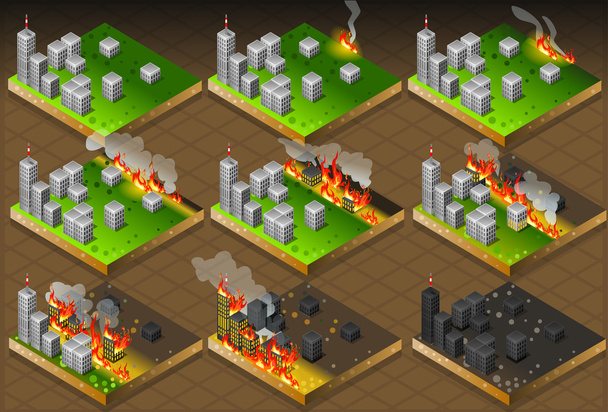 Isometric Fire Disaster Classifications Scale - Vector, imagen