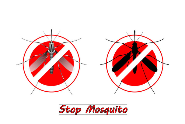 Detenga el vector del logotipo del mosquito en el fondo blanco. Para diseño gráfico, educación, agricultura, ciencia, obra de arte, impresión
. - Vector, imagen