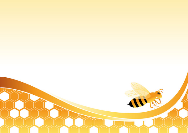 Пчела на медовых клетках
 - Вектор,изображение