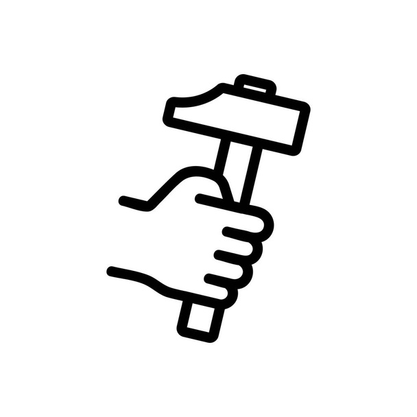 Kowal młotkiem wektor ręczny ikona. Ilustracja izolowanego symbolu konturu - Wektor, obraz