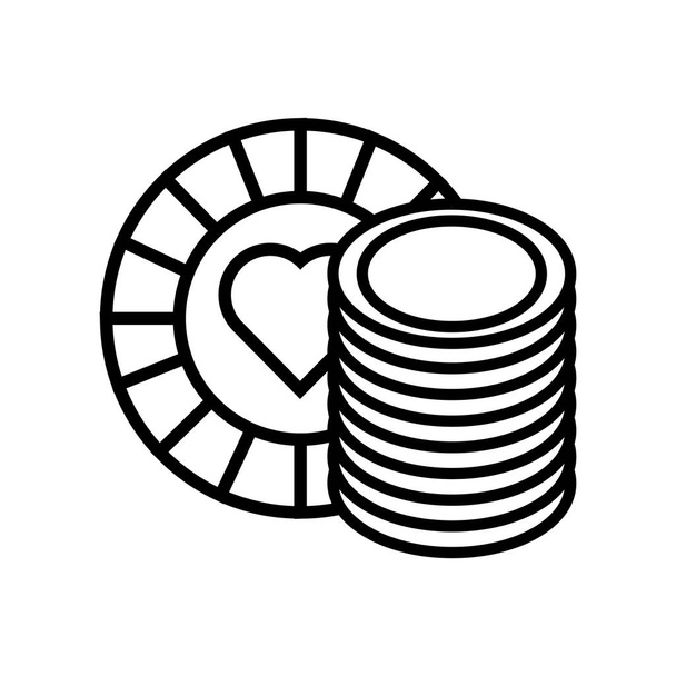 фишка казино с сердцем и монетами
 - Вектор,изображение