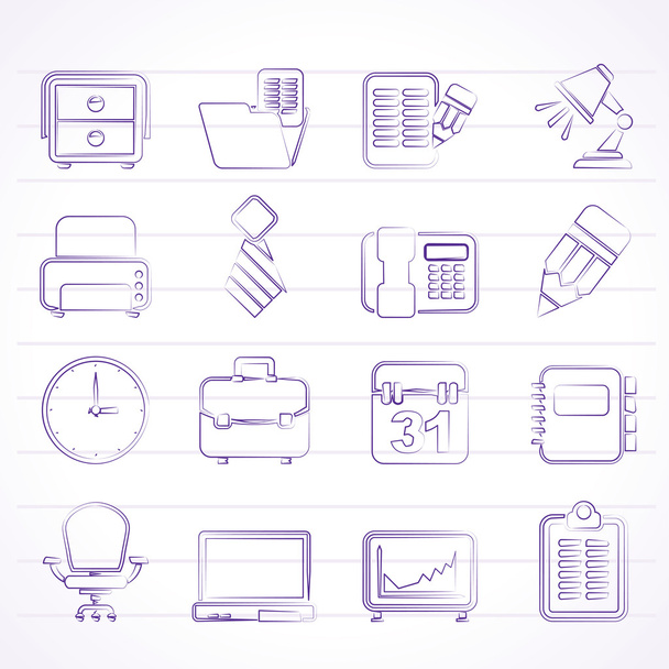 Business and office equipment icons - Wektor, obraz