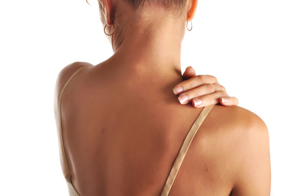 acute pijn in een nek op de jonge vrouwen - Foto, afbeelding