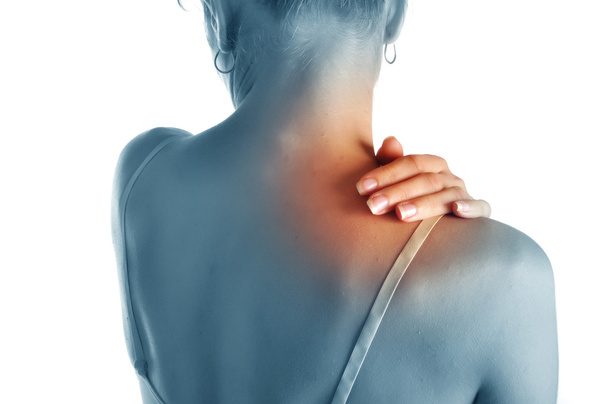 acute pijn in een nek op de jonge vrouwen - Foto, afbeelding