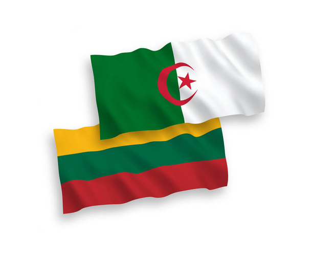 白い背景にリトアニアとアルジェリアの旗 - ベクター画像