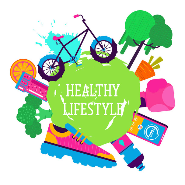 Healthy lifestyle concept. Modern illustration flat style - Vector, Image