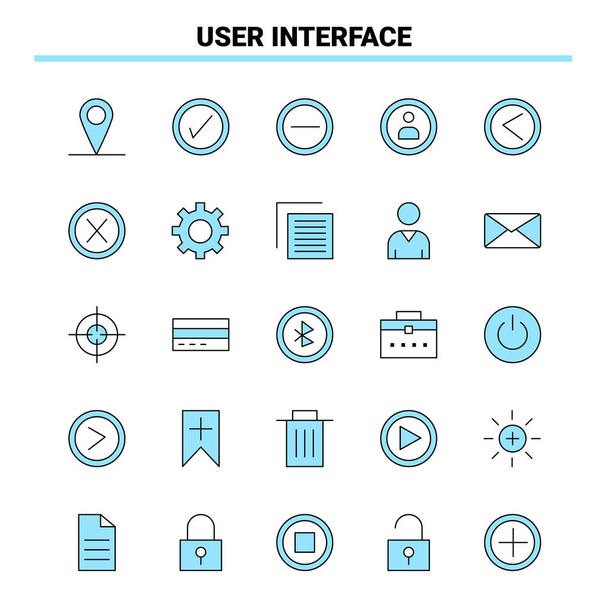 25 Interfaz de usuario Conjunto de iconos Negro y Azul. Icono creativo Diseño y plantilla de logotipo
 - Vector, imagen