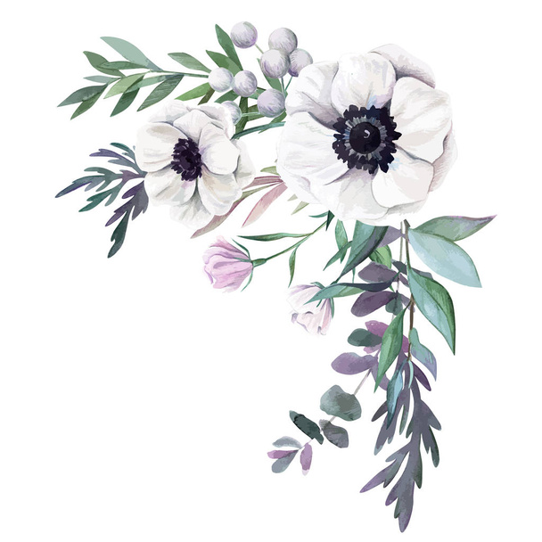 Watercolor floral arrangement, hand drawn vector image - ベクター画像