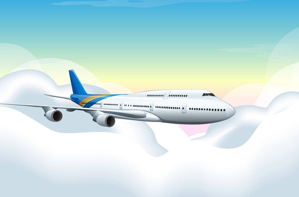 vliegtuig vliegen in de blauwe lucht - Vector, afbeelding