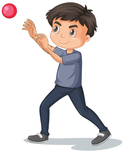 Cute boy playing ball on white background - ベクター画像