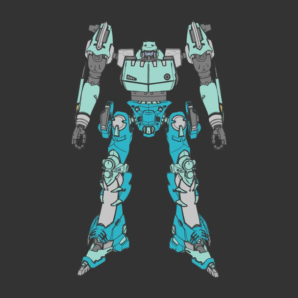 Vector illustration. Mecha in isolated background. For t-shirt design, poster, sticker. - Vector, Image