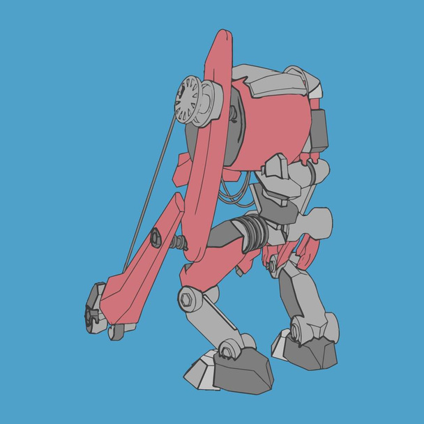 Vector illustration. Mecha in isolated background. For t-shirt design, poster, sticker. - Vector, Image
