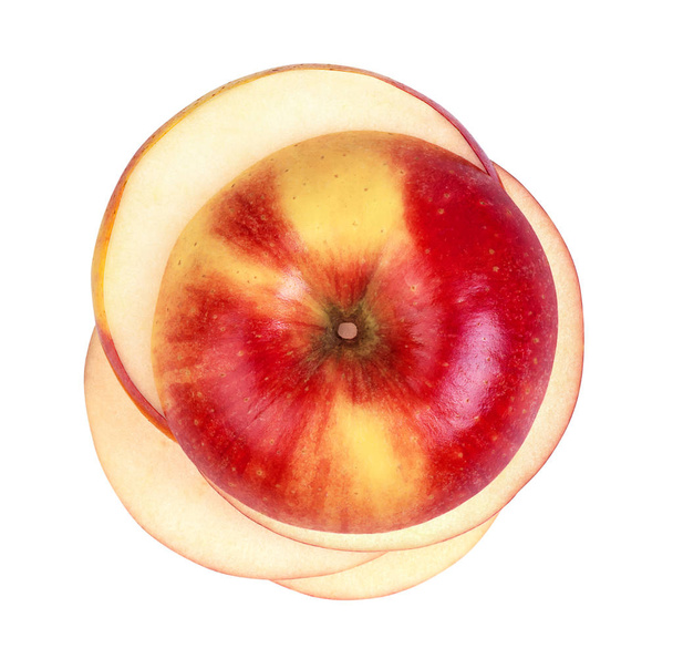 RW apple chopped top view on a white background - Фото, зображення