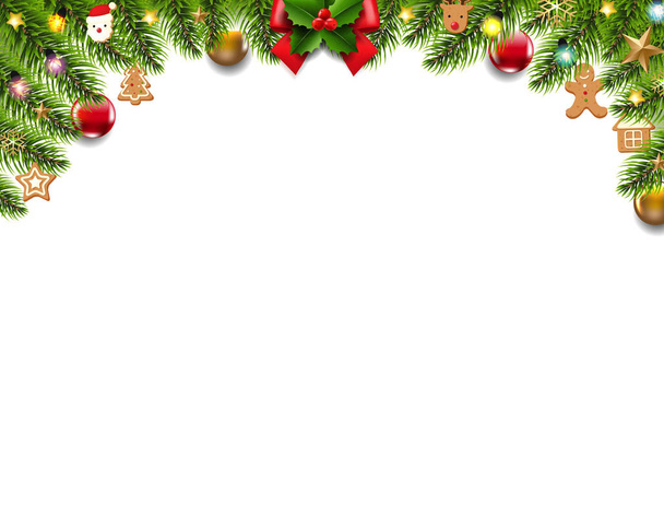 Christmas Border Isolated White Background - Vector, afbeelding