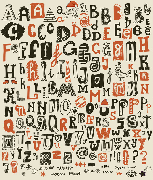 rozmarný ručně tažené abeceda písmen - Vektor, obrázek
