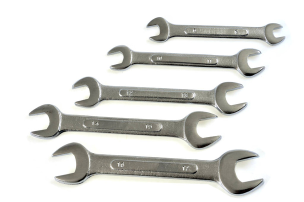 Tightening wrenches close-up on white background - Photo, Image