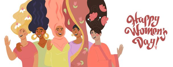 International Womens Day banner or greeting card. - Вектор,изображение
