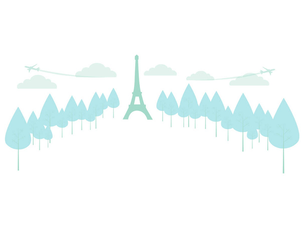 Background, blank. Eiffel Tower. Travels. In minimalist style Cartoon flat raster - Photo, Image