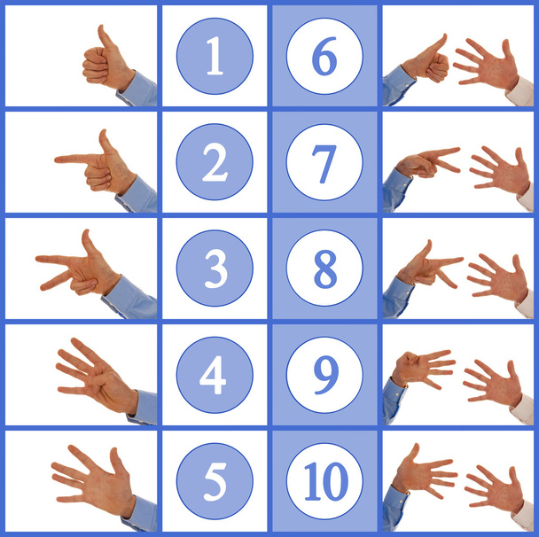 Hände, die Zahlen eins bis zehn darstellen - Foto, Bild