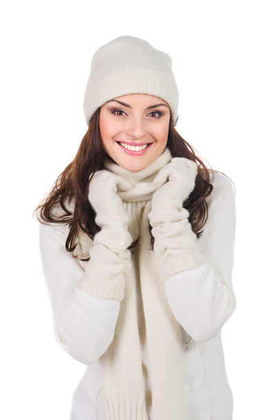 Christmas woman in warm clothing - Фото, изображение