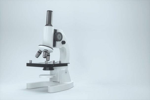Microscopio con sfondo bianco, concezione astratta, rendering 3d
. - Foto, immagini