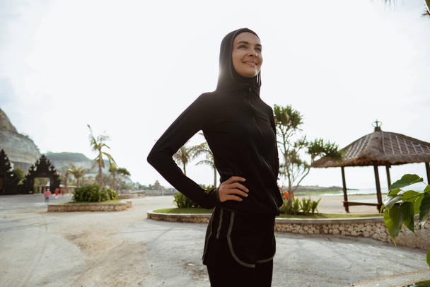 sport muslim woman smiling - Photo, image