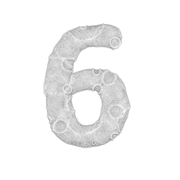 Lune stylisée numéro "6" - sur fond blanc - rendu 3D
 - Photo, image