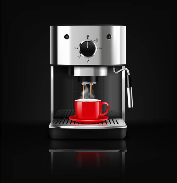 Fekete kávéfőző gép összetétele - Vektor, kép