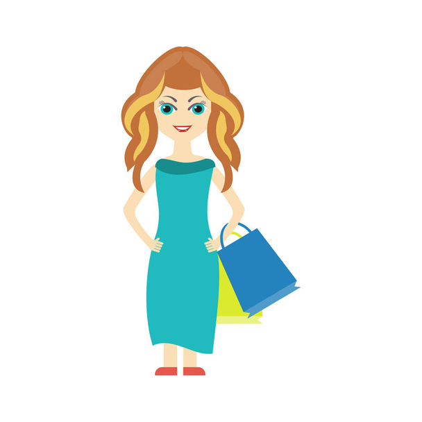 girl vector flat color icon - Vector, Image