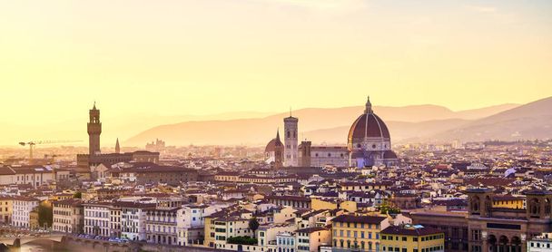 An aerial view of Florence, Italy and Florence Cathedral. - Photo, Image