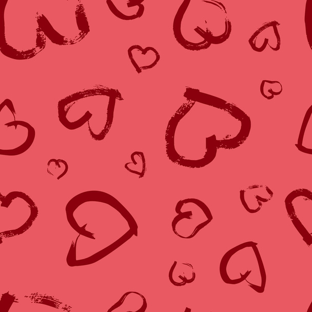 плавный узор с нарисованными от руки сердцами - Вектор,изображение