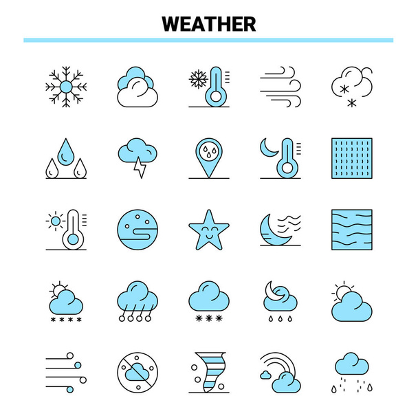 25 Weather Black and Blue icon Set. Creative Icon Design and log - Διάνυσμα, εικόνα
