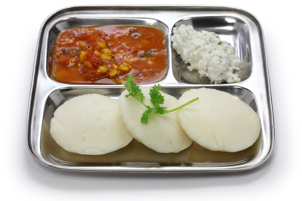 South indian breakfast on stainless steel plate - Photo, Image