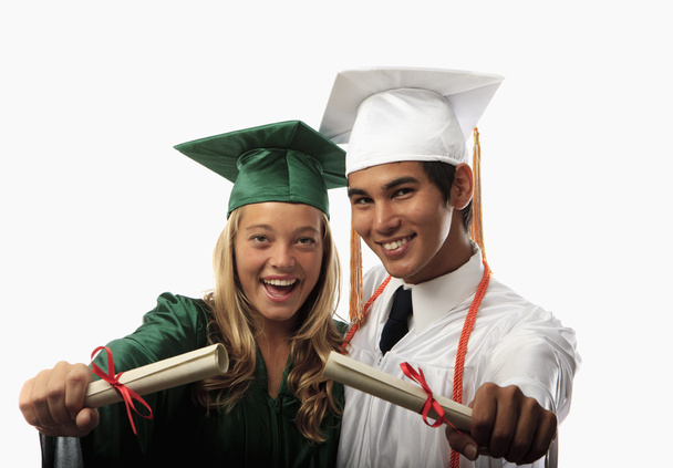 δύο απόφοιτοι στην ΚΓΠ και φόρεμα - Φωτογραφία, εικόνα