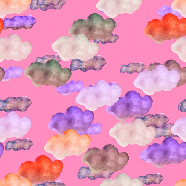Λευκό, μπλε και πλούσια λάβα σύννεφα μοτίβο σε ροζ - Φωτογραφία, εικόνα