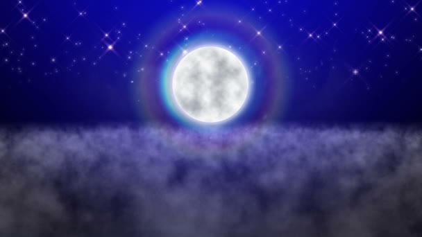 sen pełnia księżyca nad chmurami - Materiał filmowy, wideo