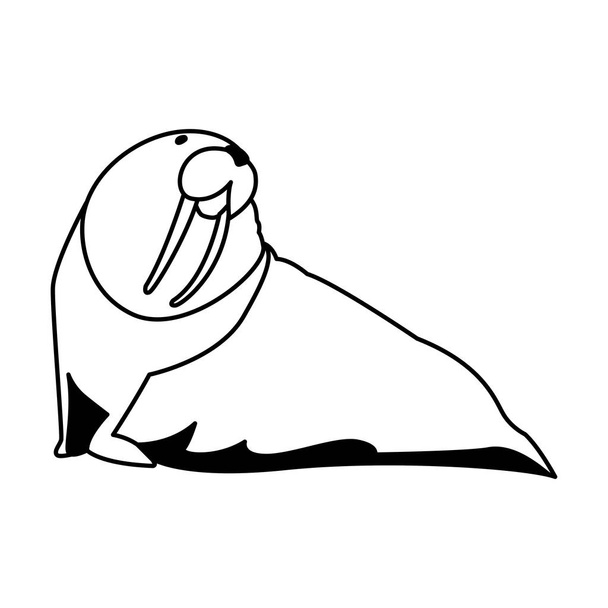 rozmár tengeri állat fehér alapon - Vektor, kép