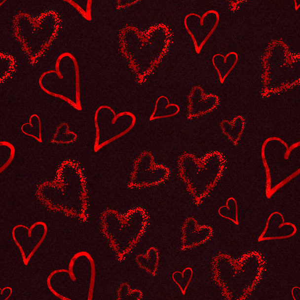Hearts hand drawn seamless pattern. - Photo, Image