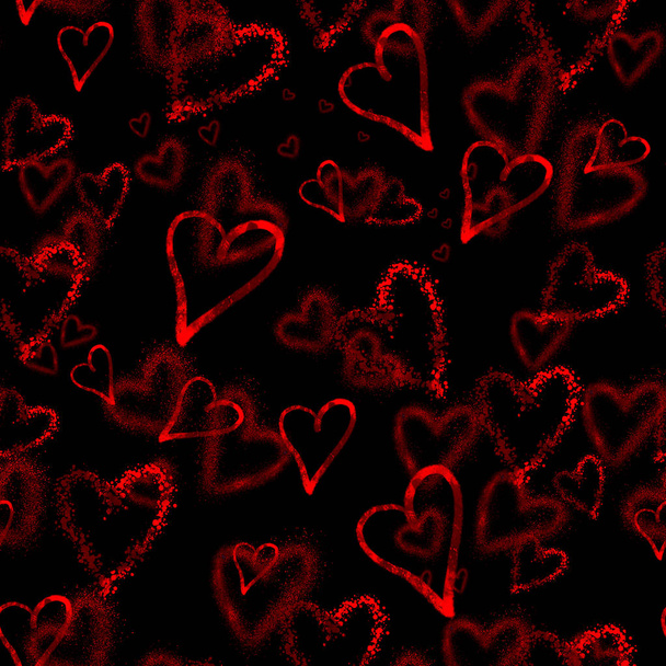 Třpytivé srdce jednoduché ručně kreslené bezešvé vzor - Fotografie, Obrázek