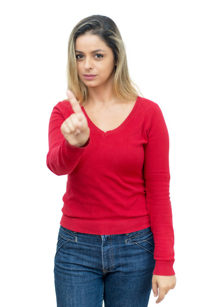 Gesturing blond mature adult woman with pullover - Fotó, kép