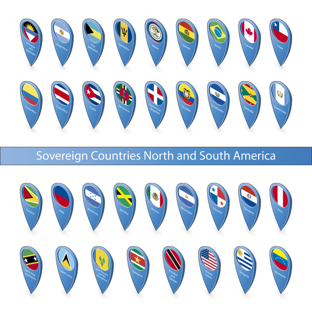 Pohjois- ja Etelä-Amerikan valtionpäämiesten liput
 - Vektori, kuva