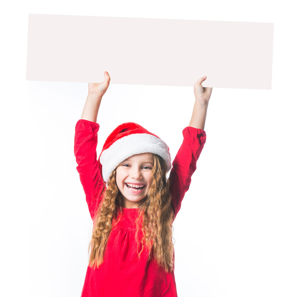 little girl in santa hat - Φωτογραφία, εικόνα